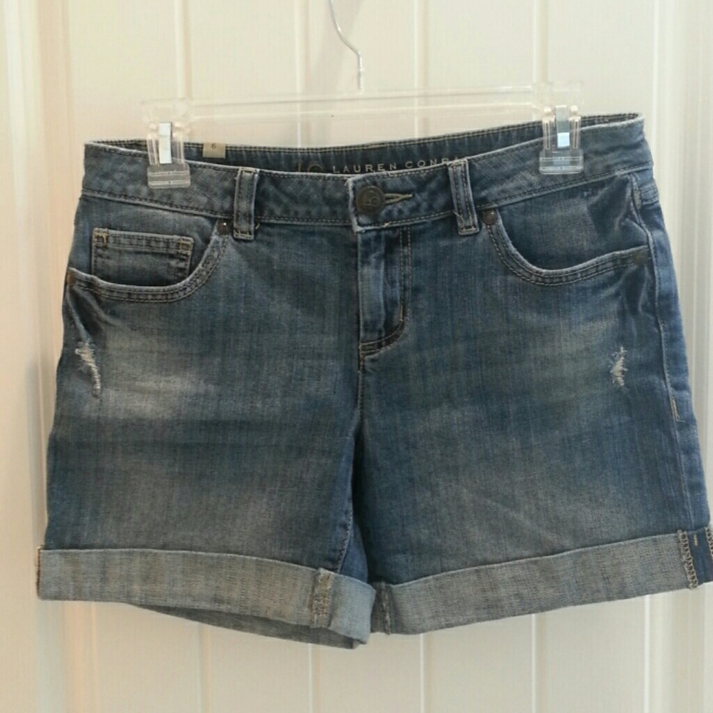 Distressed jean shorts